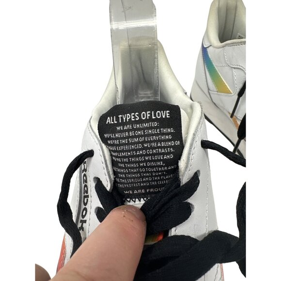 Reebok Classic Pride Edition Sneakers White W/ Rainbow Stripes Men's Size 8 - Picture 9 of 14